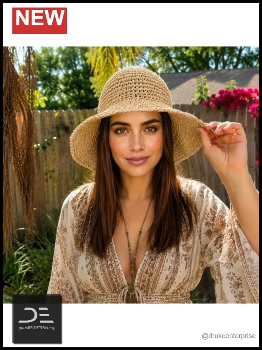 Wide Brim Paper Straw Sun Hat UPF50+ Foldable Travel Beach Hat